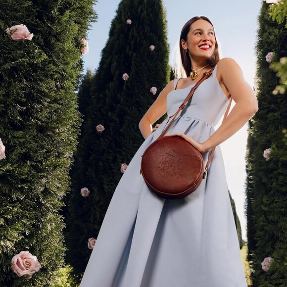 ⚡Portland Leather Women Nutmeg Imported Goods Circle Handmade Crossbody Bag - Picture 7 of 7